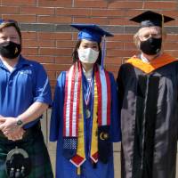 Dr. Baine and Dr. Dunne with an engineering graduate